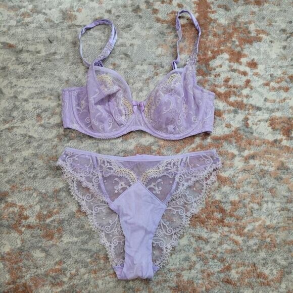 Marie Jo Lavender Purple Bra and Panty Set - Size 34D and Med - Picture 2 of 9